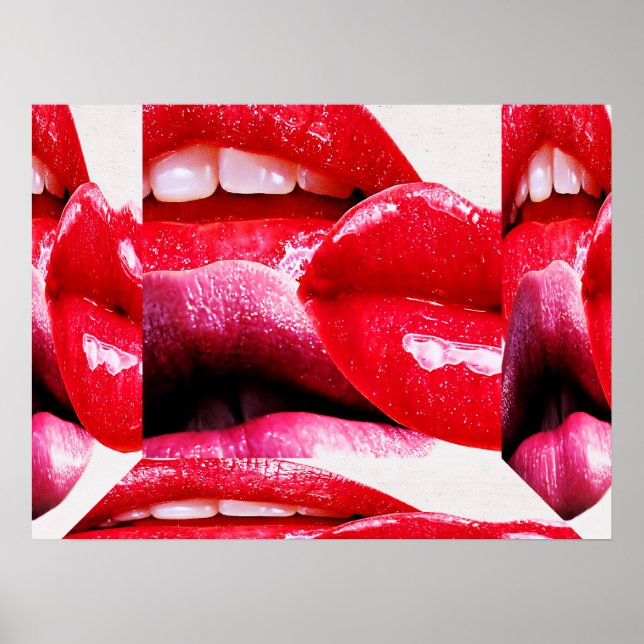 Red Hett Lipstick Läppar Poster (Framsidan)