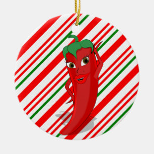 Red Hett Pepper Diva Candy cane Julgransprydnad Keramik