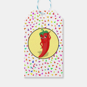 Red Hett Pepper Diva Confetti Mönster Presentetikett