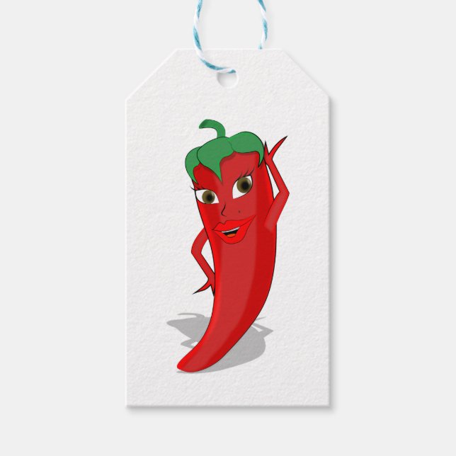 Red Hett Pepper Diva Fiesta Gift Märkre Presentetikett (Framsidan)