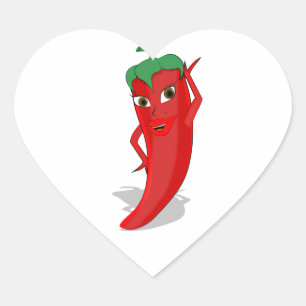 Red Hett Pepper Diva Hjärtformat Klistermärke