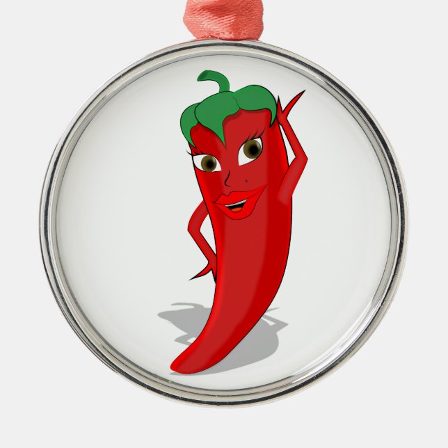 Red Hett Pepper Diva Julgransprydnad Metall (Framsidan)