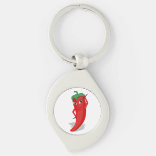 Red Hett Pepper Diva Keychain Swirl Silverfärgad Nyckelring