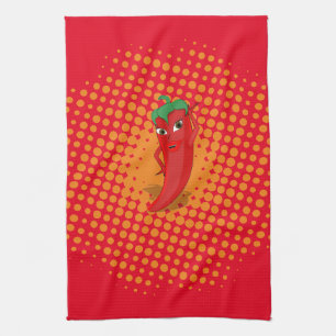 Red Hett Pepper Diva Orange Dots Kökshandduk