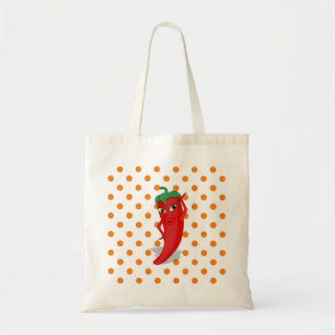 Red Hett Pepper Diva Orange Polka dots Tygkasse