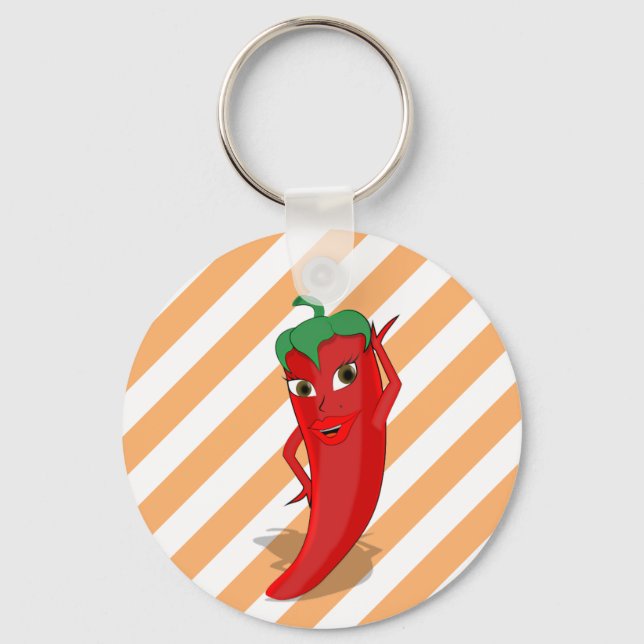 Red Hett Pepper Diva Orange White Rand Nyckelring (Baksida)