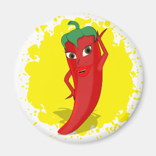 Red Hett Pepper Diva Paint Splatter Magnet