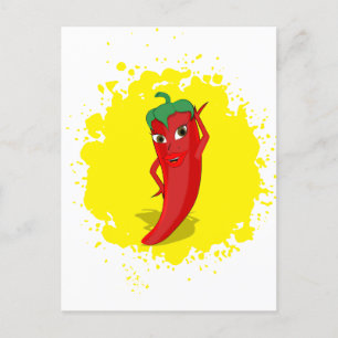 Red Hett Pepper Diva Paint Splatter Vykort