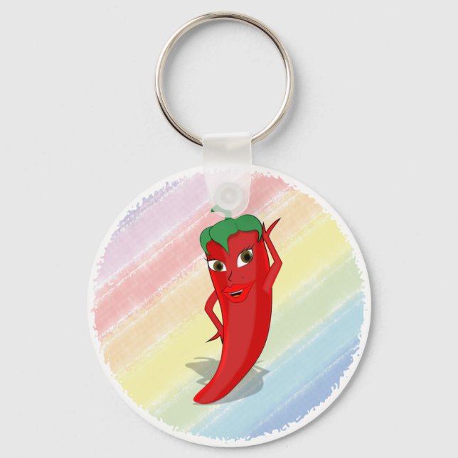 Red Hett Pepper Diva Pastel Rainbow Nyckelring (Framsida)