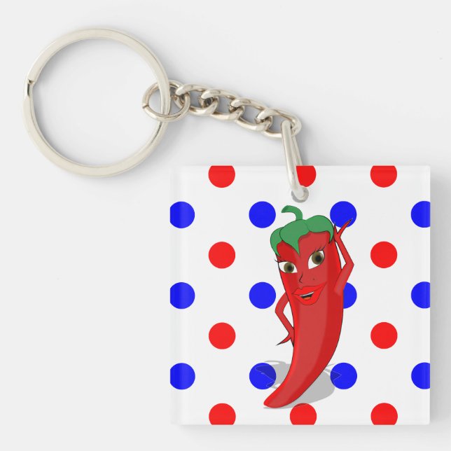 Red Hett Pepper Diva Red Blue Polka dots (Framsidan)