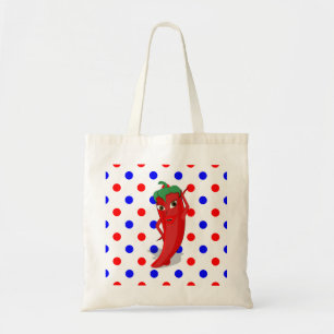 Red Hett Pepper Diva Red Blue Polka dots Tygkasse