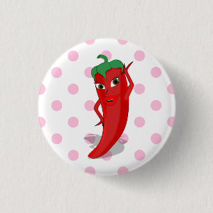 Red Hett Pepper Diva Rosa Polka dots Knapp