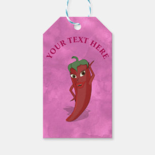 Red Hett Pepper Diva Rosa Watercolor Presentetikett