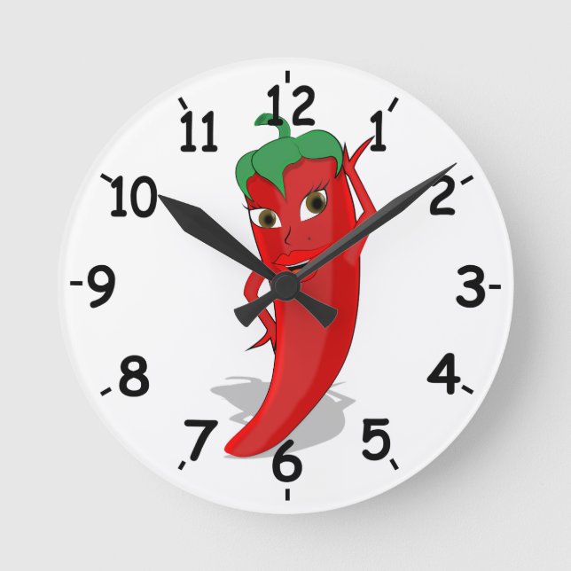 Red Hett Pepper Diva Rund Klocka (Framsida)