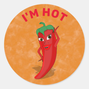 Red Hett Pepper Diva Runt Klistermärke
