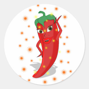Red Hett Pepper Diva Runt Klistermärke