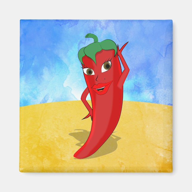 Red Hett Pepper Diva Sunny Desert Magnet (Framsidan)