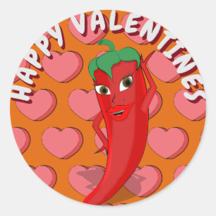 Red Hett Pepper Diva Valentineser Runt Klistermärke