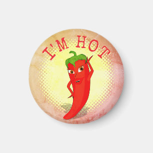 Red Hett Pepper Diva Vintage Stil Skriv ut Magnet