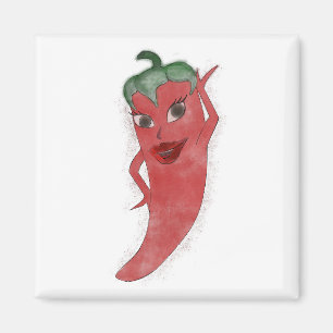 Red Hett Pepper Diva Watercolor Anpassningsbar Magnet