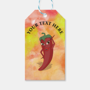 Red Hett Pepper Diva Watercolor Presentetikett