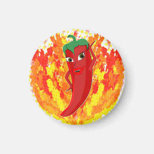 Red Hett Pepper Fire Flames Magnet