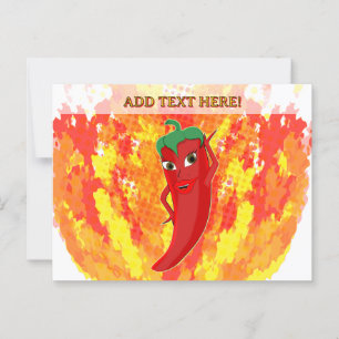 Red Hett Pepper Fire Flames Vykort