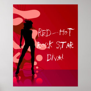 Red Hett Rockstjärna Diva Poster