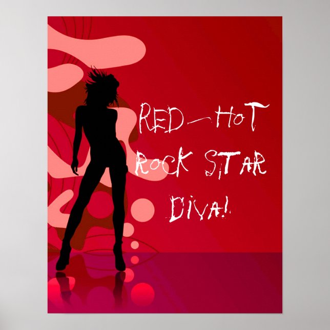 Red Hett Rockstjärna Diva Poster (Framsidan)