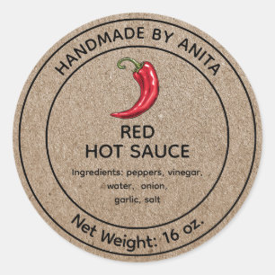 Red Hett Sauce Canning Burk etikett Kraft
