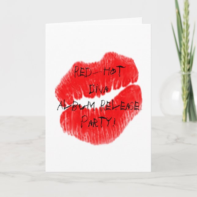 Red Hett Sten Diva Läppar V Inbjudan (Framsida)