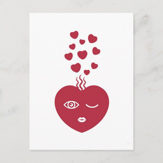 Red Hett Valentine Postcard © 2012 M. Martz Helg Vykort (Framsida)