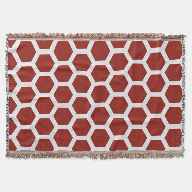 Red Hexalink Minimalist Geometric Seamless Mönster Filt (Framsidan)