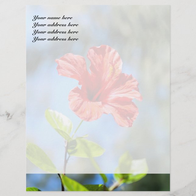 Red Hibiscus Anpassningsbar Letterhead Brevhuvud (Framsida)