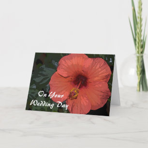 Red Hibiscus Blended Family Bröllop Kort
