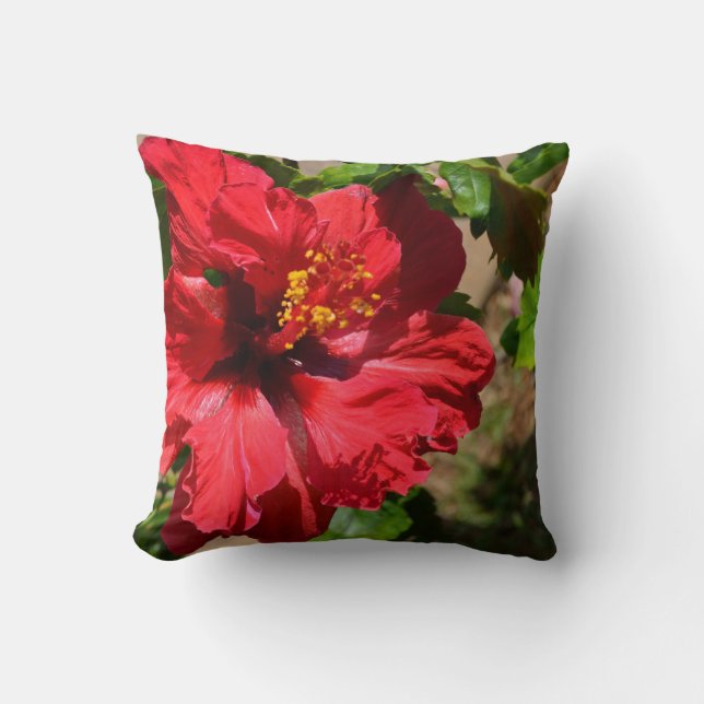Red Hibiscus Dekorativ kudde (Framsida)