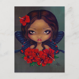 "Red Hibiscus Fairy" vykort