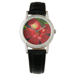 Red Hibiscus Flower i solljus Armbandsur