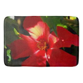 Red Hibiscus Flower i solljus Badrumsmatta