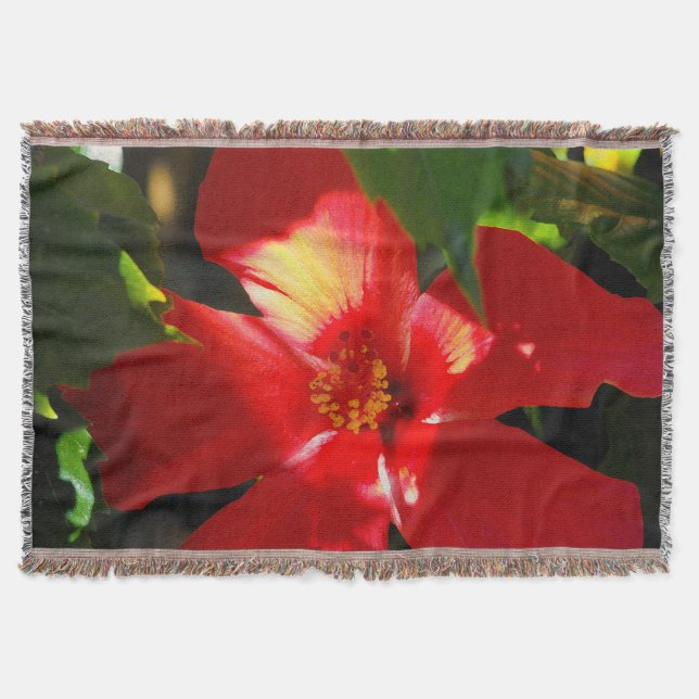 Red Hibiscus Flower i solljus Filt (Framsidan)