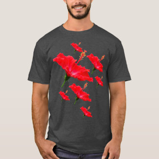 Red Hibiscus Flower Mönster T Shirt