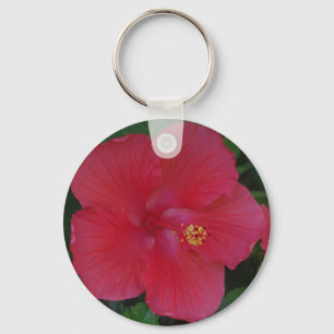 RED HIBISCUS FLOWER NYCKELRING