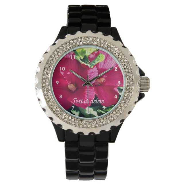 Red Hibiscus Flower Pair Close Up Personlig Armbandsur (Framsida)