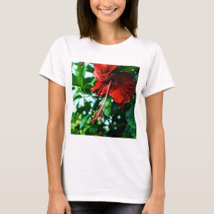 Red Hibiscus Flower T Shirt