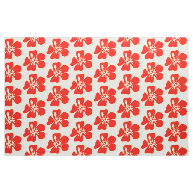 Red Hibiscus Flowers Tropical Hawaiian Luau Party Tyg (Fat Quarter)