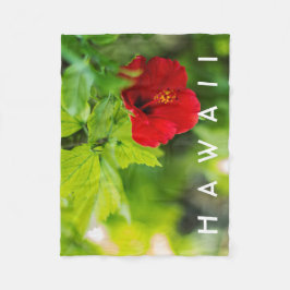 Red Hibiscus Hawaii Tropical Flower Fleecefilt