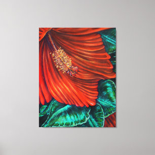 Red Hibiscus - Kanvastryck