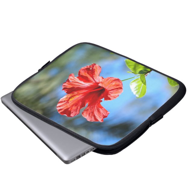 Red Hibiscus Laptop Sleeve (Framre botten)