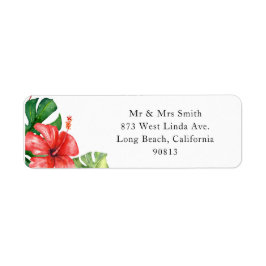 Red Hibiscus Monstera Tropical Returadress Returadress Etikett