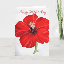 Red Hibiscus Mors dag Card Kort